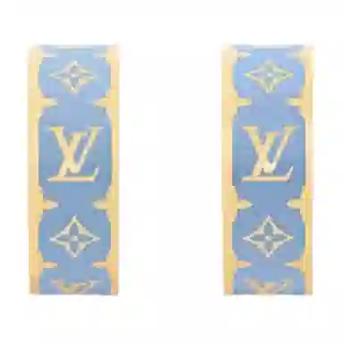 Louis Vuitton Logo Metal Enamel Earrings Blue