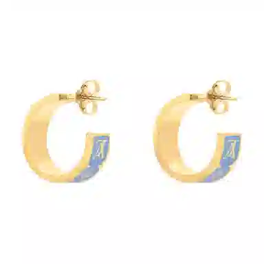 Louis Vuitton Logo Metal Enamel Earrings Blue