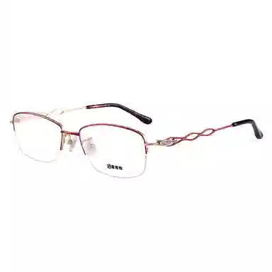 【联系客服可配度数】 康视顿 近视眼镜框超轻钛材半框优雅镂空镜腿时尚 钛β钛 方形 光学镜架 女款