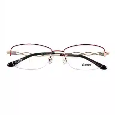 【联系客服可配度数】 康视顿 近视眼镜框超轻钛材半框优雅镂空镜腿时尚 钛β钛 方形 光学镜架 女款