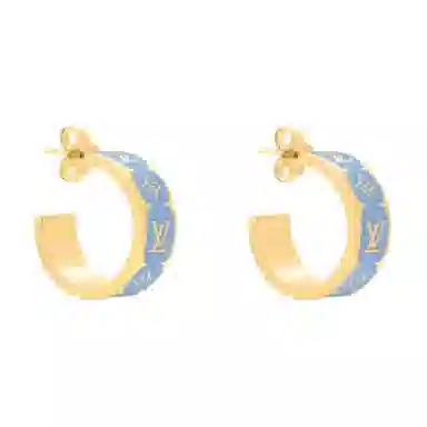 Louis Vuitton Logo Metal Enamel Earrings Blue