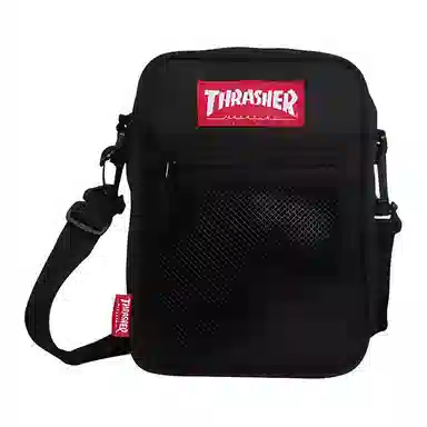 Thrasher Flame Logo Crossbody Bag Black