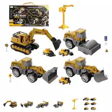 妙贝乐 城市工程卡车 惯性滑行 挖掘机 吊机 推土机 有趣 玩具