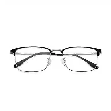 【联系客服可配度数】 康视顿 方框眼镜框男β纯钛近视眼镜复古 钛β钛 眉毛框/眉线框 镜架 男款 可选蔡司明月依视路凯米镜片