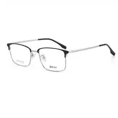 【联系客服可配度数】 康视顿 方框眼镜框男β纯钛近视眼镜复古 钛β钛 眉毛框/眉线框 镜架 男款 可选蔡司明月依视路凯米镜片