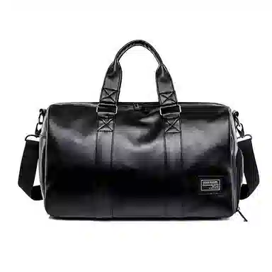 醇龙  男女通用黑色旅行包大容量斜挎手提皮质防水行李包休闲包