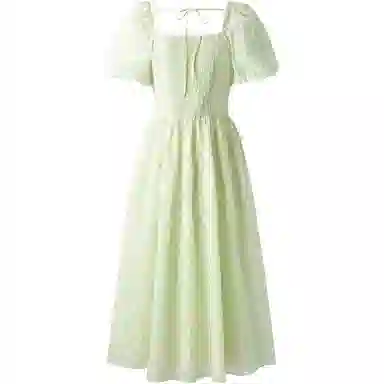 太平鸟 纯色舒适高腰短袖连衣裙 女款