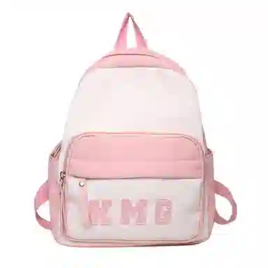 醇龙 撞色字母出游旅行韩系学院风轻便 尼龙 双肩包 常规 粉/蓝/黑/黄/绿