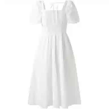 太平鸟 纯色舒适高腰短袖连衣裙 女款