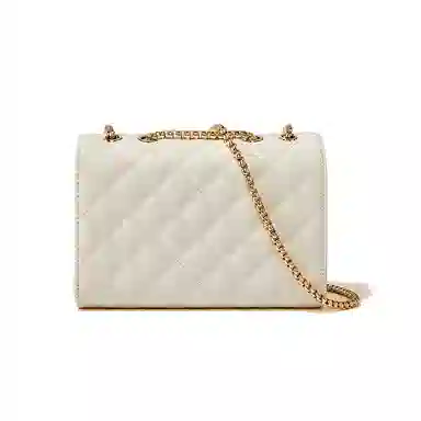 红蜻蜓 经典复古潮流时尚小众简约高级感通勤百搭菱格大容量 牛皮真皮 链条小方包斜挎单肩包 常规 女款 黑色/白色