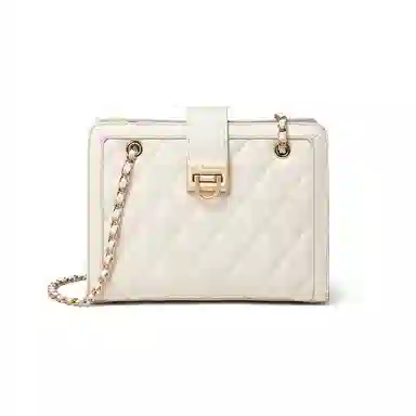 红蜻蜓 轻奢小众设计小香风高级感菱格金属双链条 牛皮 单肩包腋下包斜挎包 常规 女款 黑色