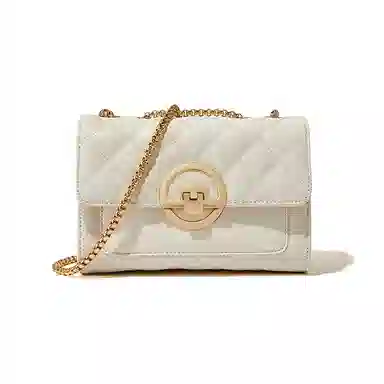 红蜻蜓 经典复古潮流时尚小众简约高级感通勤百搭菱格大容量 牛皮真皮 链条小方包斜挎单肩包 常规 女款 黑色/白色