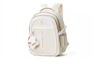 音魅 大容量日韩学生上课通勤 织物 双肩包 女款 白色/黄色 大号