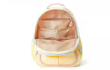 音魅 大容量日韩学生上课通勤 织物 双肩包 女款 白色/黄色 大号