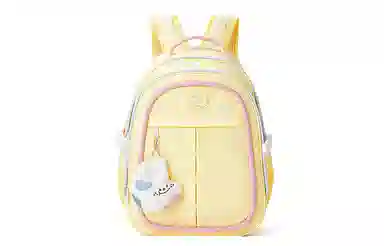 音魅 大容量日韩学生上课通勤 织物 双肩包 女款 白色/黄色 大号