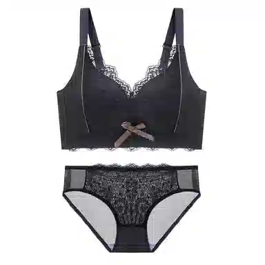 芬腾 无钢圈调整型聚拢大小胸可穿防下垂上托收副乳文胸三角内裤内衣裤套装 女款