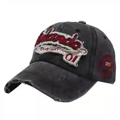 八小万 复古做旧破洞辣妹网红 棉 鸭舌帽 女款