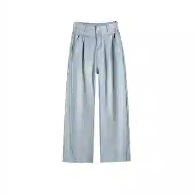 玫丝朵 纯色直筒垂感阔腿高腰牛仔裤 女款