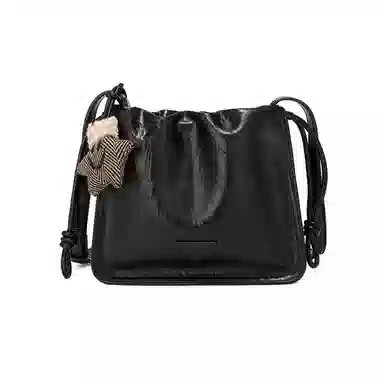 稻草人 设计感褶皱手抓纹 聚氨酯革 单肩包斜挎包 常规 女款 静谧黑/焦糖棕