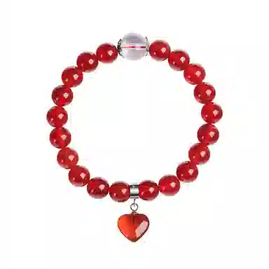 石头记 一往情深系列 桃心 红 玛瑙 手串 男女同款情侣款