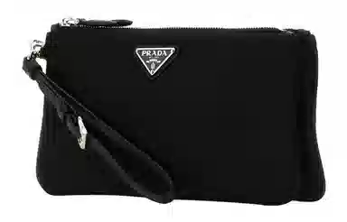 Prada Triangle Logo Nylon Clutch Black