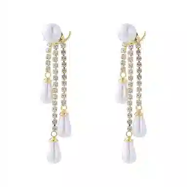 彤彤兔    轻奢珍珠流苏耳钉小众水滴珍珠耳环优雅温柔百搭气质耳饰