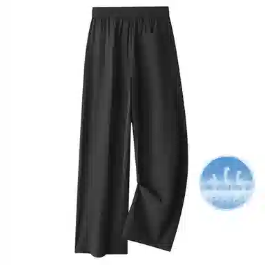 冰飞 美式复古无性别主义风个性手绘创意几何图案字母印花裤腰带宽松百搭显瘦简约冰丝空调裤基础款凉感休闲裤 男女同款