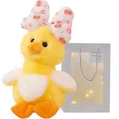 公主恋人 卡通可爱香蕉鸭蝴蝶结款抱枕 创意布娃娃 玩偶 毛绒公仔