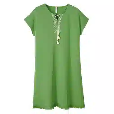 歌倩雅 亲肤舒适简约短袖睡裙 女款 绿色