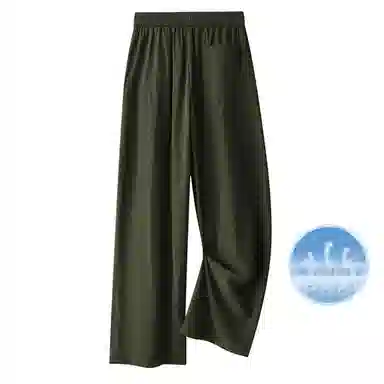 冰飞 美式复古无性别主义风个性手绘创意几何图案字母印花裤腰带宽松百搭显瘦简约冰丝空调裤基础款凉感休闲裤 男女同款