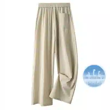 冰飞 美式复古无性别主义风个性手绘创意几何图案字母印花裤腰带宽松百搭显瘦简约冰丝空调裤基础款凉感休闲裤 男女同款