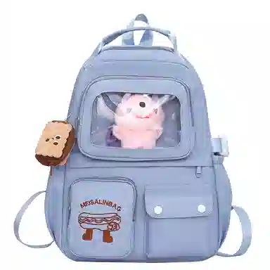 醇龙 日系大容量高颜值 尼龙 书包背包双肩包 常规 男女同款情侣款 米白/黄/蓝/黑