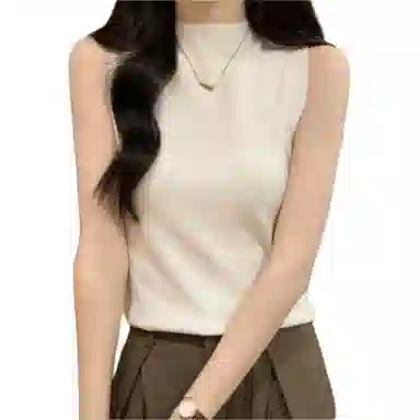 棉购 纯色半高领短款背心 女款