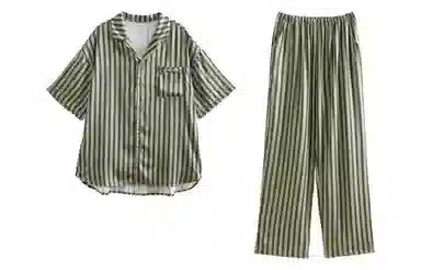 歌倩雅 舒适透气短袖亲肤凉感长裤睡衣套装 男款 绿色