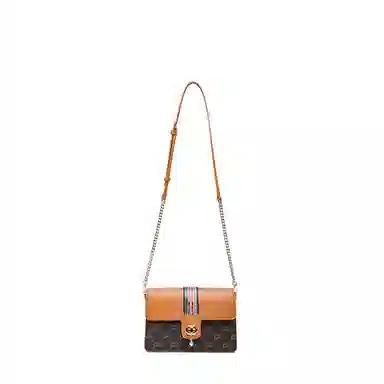 COOGI Gourd Pattern Chain Bag Medium Brown White