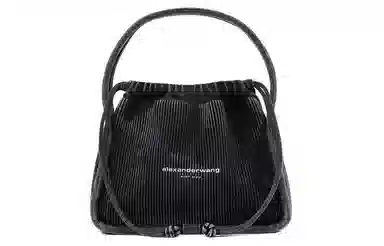 Alexander Wang Gradient Ribbed Logo Drawstring Tote Small Gray