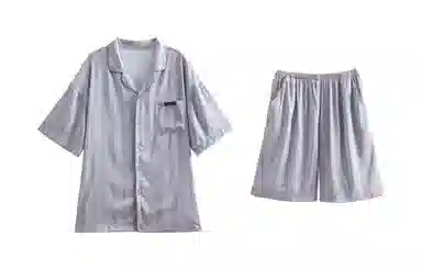 歌倩雅 凉感型薄款短袖高级感五分裤家居服夏季睡衣套装 男款 灰色