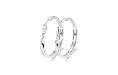 牧言 冷淡风气质简约小众设计高级感 光面立体素圈交织缠绕无尽的爱对戒可调节指环 合金 莫比乌斯戒指 男女同款情侣款
