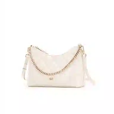 红蜻蜓 时尚菱格链条包小众设计简约百搭 聚氨酯拼合成革 单肩斜挎包 常规 女款 黑色/白色