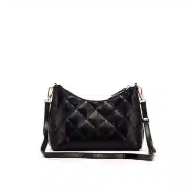 红蜻蜓 时尚菱格链条包小众设计简约百搭 聚氨酯拼合成革 单肩斜挎包 常规 女款 黑色/白色