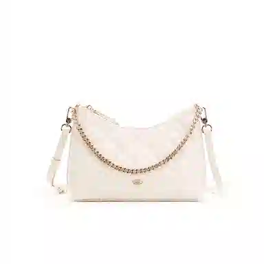 红蜻蜓 时尚菱格链条包小众设计简约百搭 聚氨酯拼合成革 单肩斜挎包 常规 女款 黑色/白色