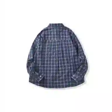 我是大卫 格子高级感痞帅休闲海岛度假风单排扣长袖衬衫 男女同款