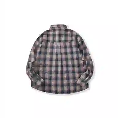 我是大卫 格子高级感痞帅休闲海岛度假风单排扣长袖衬衫 男女同款