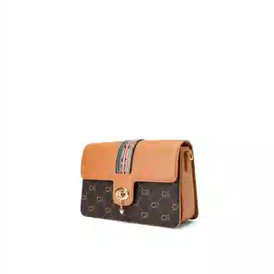 COOGI Gourd Pattern Chain Bag Medium Brown White