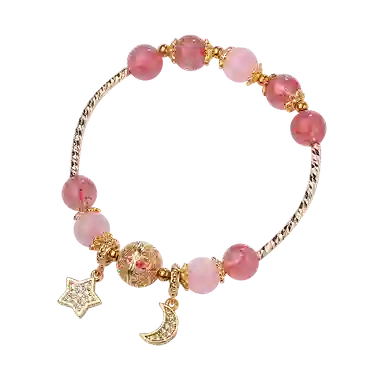 盈满堂 设计感草莓晶 星星月亮单圈 水晶 手串 女款