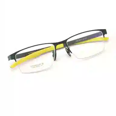 【联系客服可配度数】 康视顿 商务半框近视眼镜框 β钛 眉毛框/眉线框 光学镜架 男女同款情侣款 可选依视路凯米明月蔡司镜片