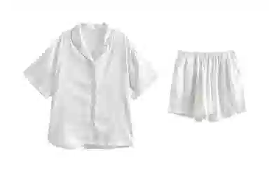 歌倩雅 凉感亲肤短袖透气舒适可外穿短裤睡衣套装 男款 白色