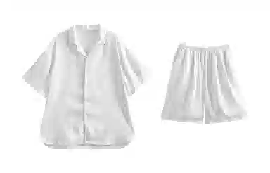 歌倩雅 凉感薄款短袖舒适休闲短裤睡衣套装 女款 白色