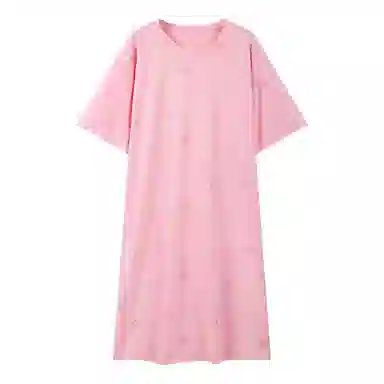 恒源祥 中长款短袖家居服套头睡裙 女款 桔粉