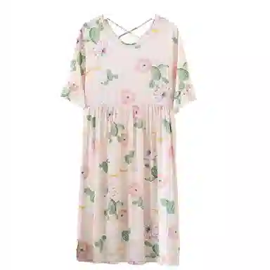 雅鹿 透气宽松印花短袖睡裙 女款